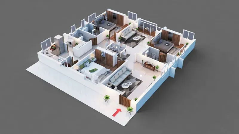 3 BHK floor plan layout for Sattva Whitefield East Bangalore