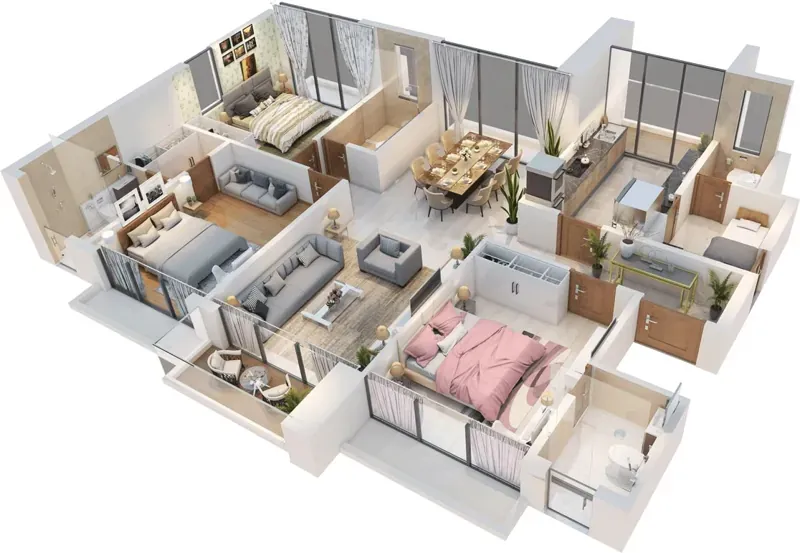 4 BHK floor plan layout for Sattva Whitefield East Bangalore