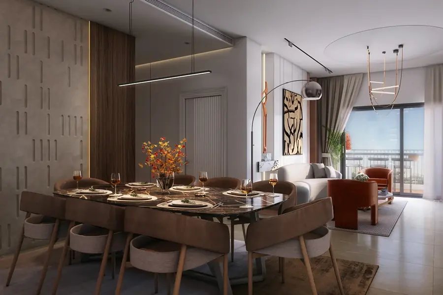 Sattva Whitefield 3 BHK premium living room with smart home features