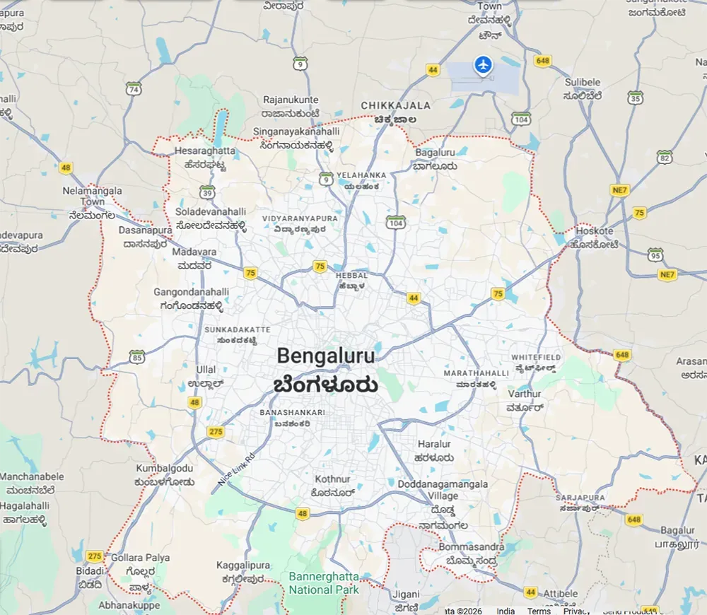 Location map of Sattva Whitefield in Whitefield East Bangalore near ITPL and Metro